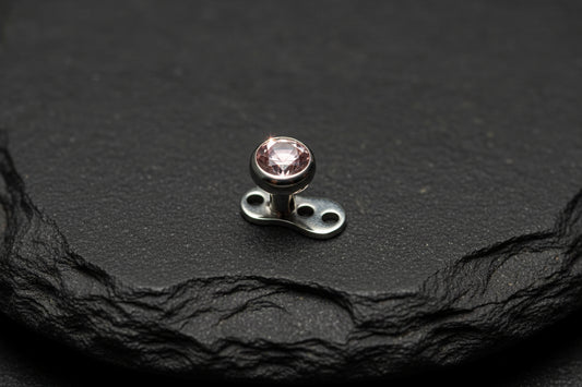 Pink CZ Gem Titanium Dermal Top