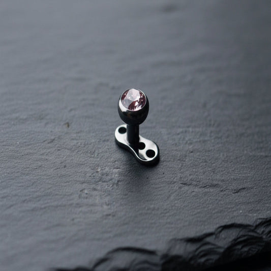Dermal Superior de Titanio con Gema CZ Rosa