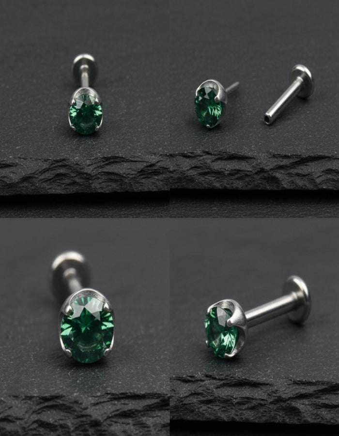 Green Prong CZ Threadless End