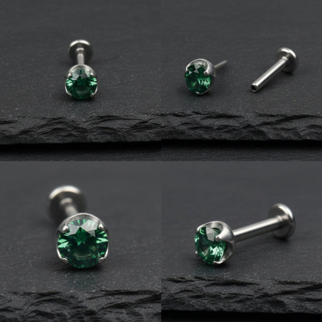 Green Prong CZ Threadless End