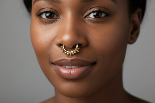 Gold PVD Spike & Bead Titanium Clicker Ring