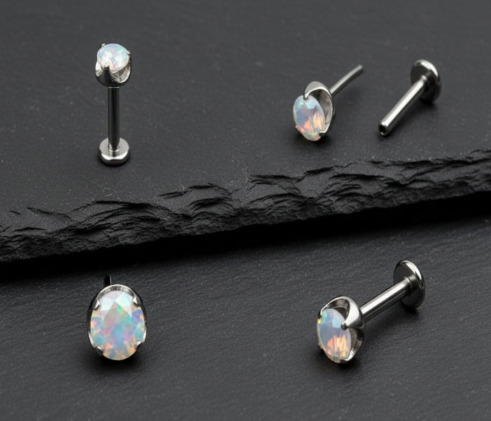 Iridescent Prong CZ Threadless End
