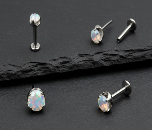 Iridescent Prong CZ Threadless End