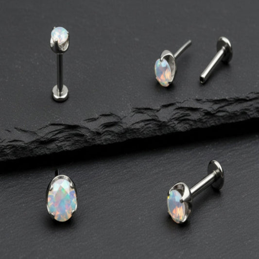 Iridescent Prong CZ Threadless End