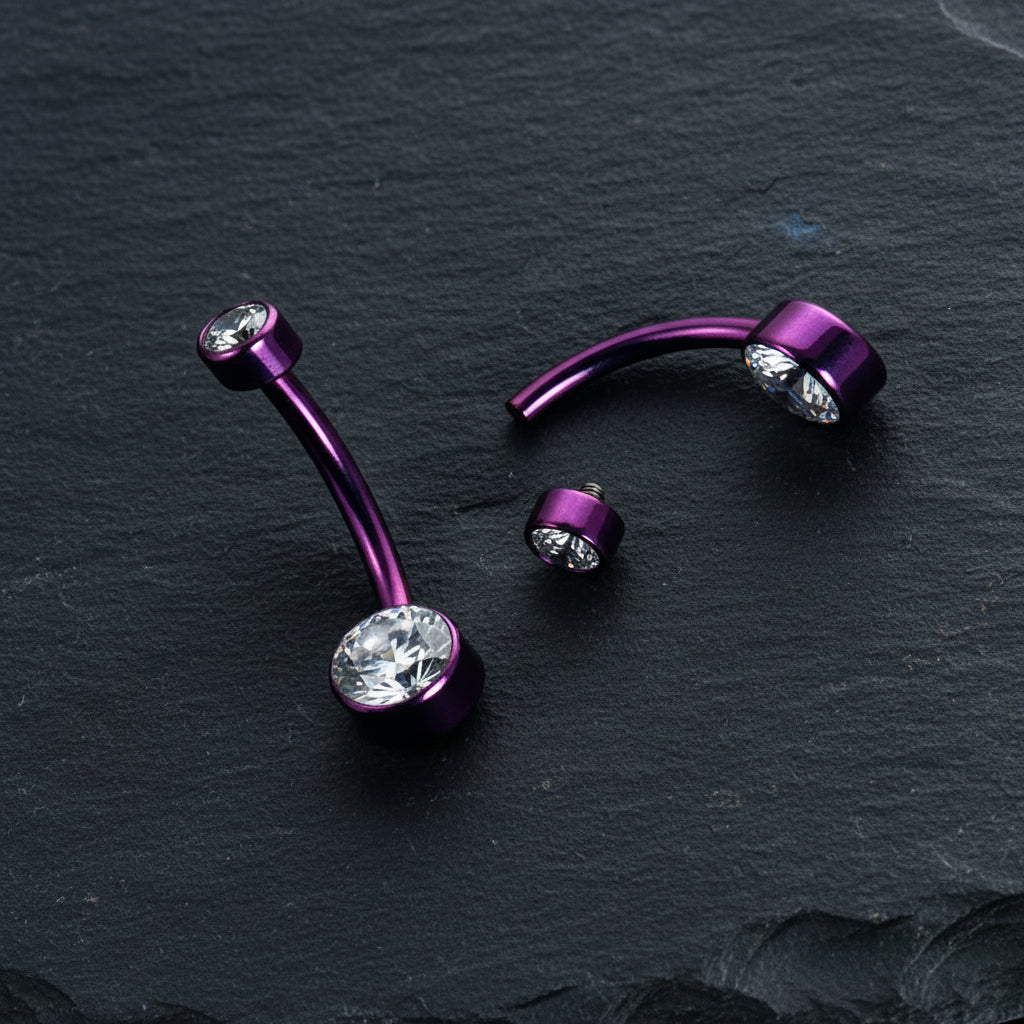 Pink Anodized CZ Navel Bar