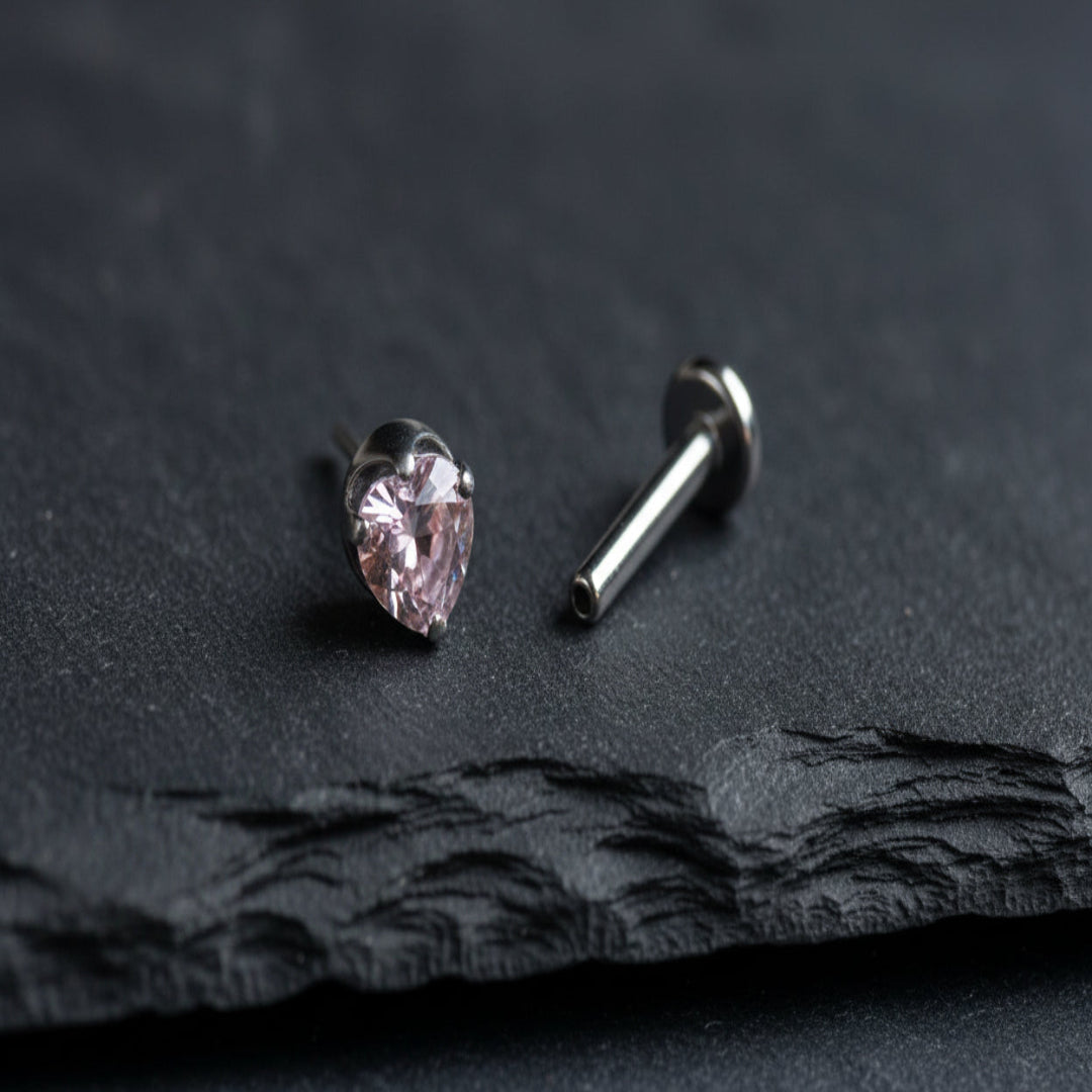 Pink Prong CZ Threadless Jewelry