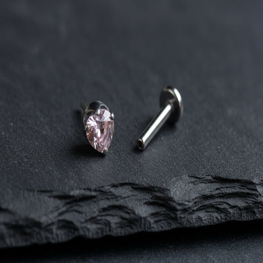 Pink Prong CZ Threadless Jewelry