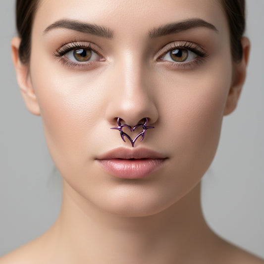 Gold Titanium Heart Shaped Clicker Ring