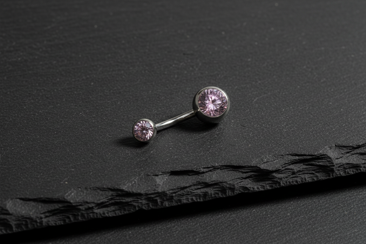 Pink CZ Navel Ring