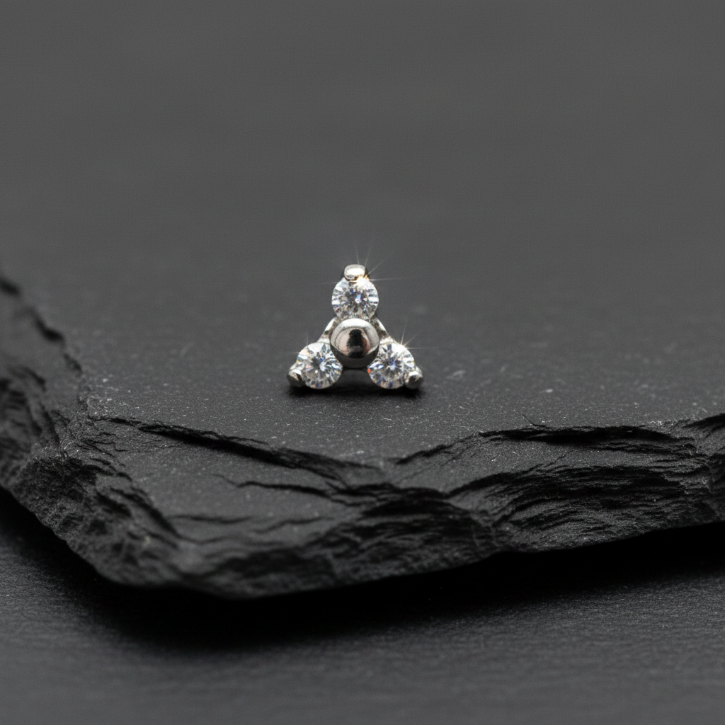 Triangle Cut CZ Threadless Labret Stud