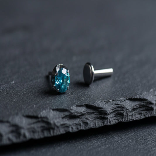Baby Blue Prong CZ Threadless End
