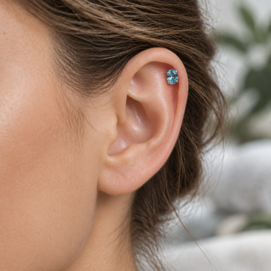 Baby Blue Prong CZ Threadless End