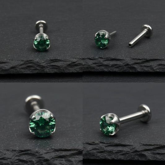 Green Prong CZ Threadless End