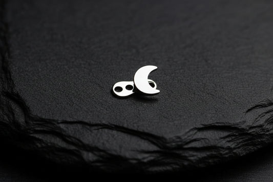 Silver Crescent Moon Titanium Dermal Top