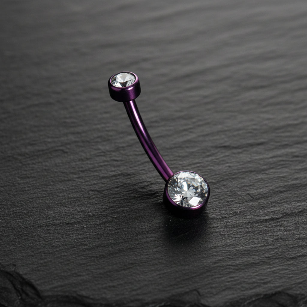 Pink Anodized CZ Navel Bar
