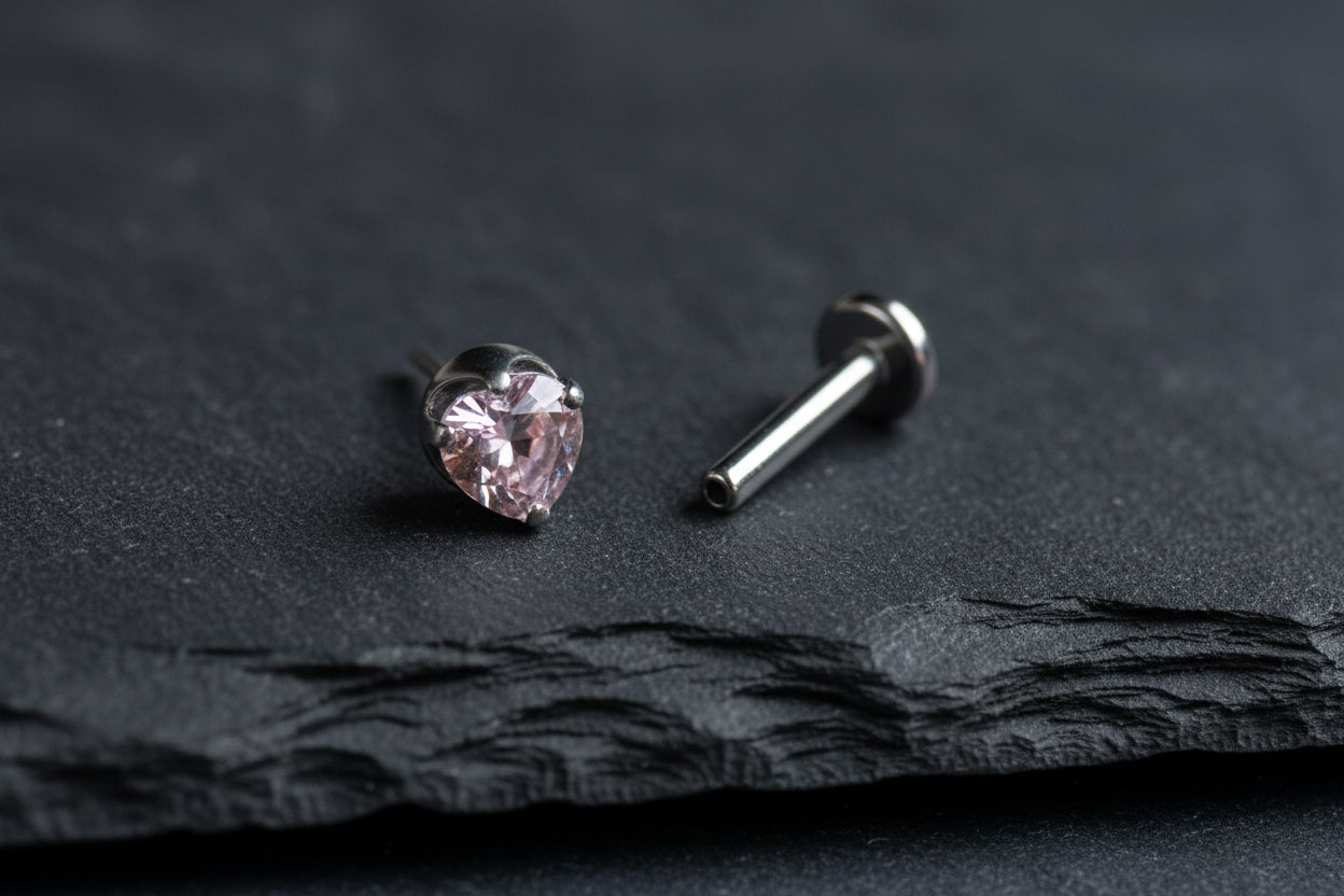 Pink Prong CZ Threadless Jewelry