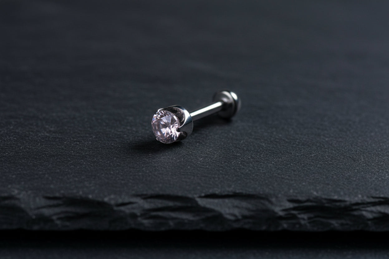 Pink Prong CZ Threadless Jewelry