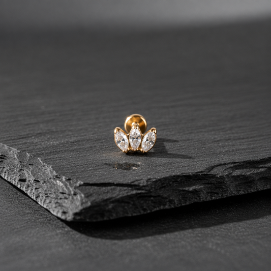 Eterna PVD threadless push pin stud on black rock