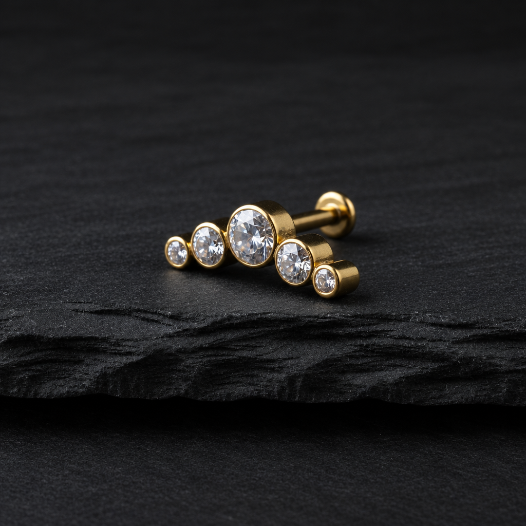 Gold Anodized CZ Crescent Threadless Jewelry product image
