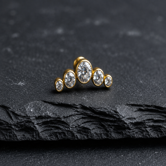 Gold Anodized CZ Crescent Threadless Jewelry product image