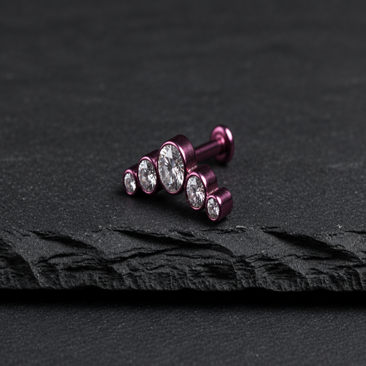 Pink Anodized CZ Crescent Threadless Jewelry product image