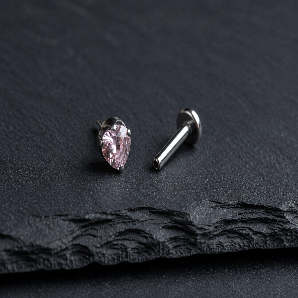 Pink Prong CZ Threadless Jewelry product image