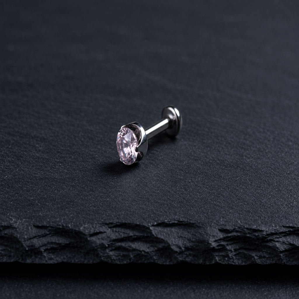 Pink Prong CZ Threadless Jewelry product image